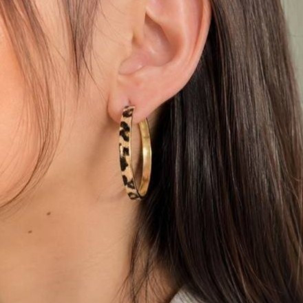 گوشواره حلقه ای پلنگی در دو سایز